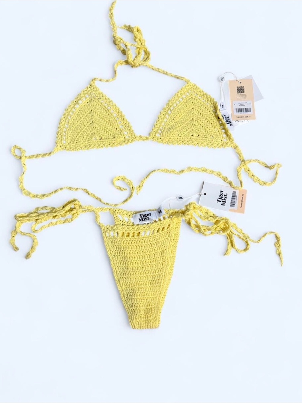 Tiger Mist Bright Yellow Crochet Tie-String Bikini